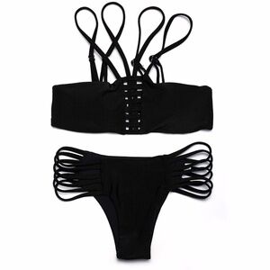 Sexy Black High Waist Swimsuit Halter Bikini NEW!
